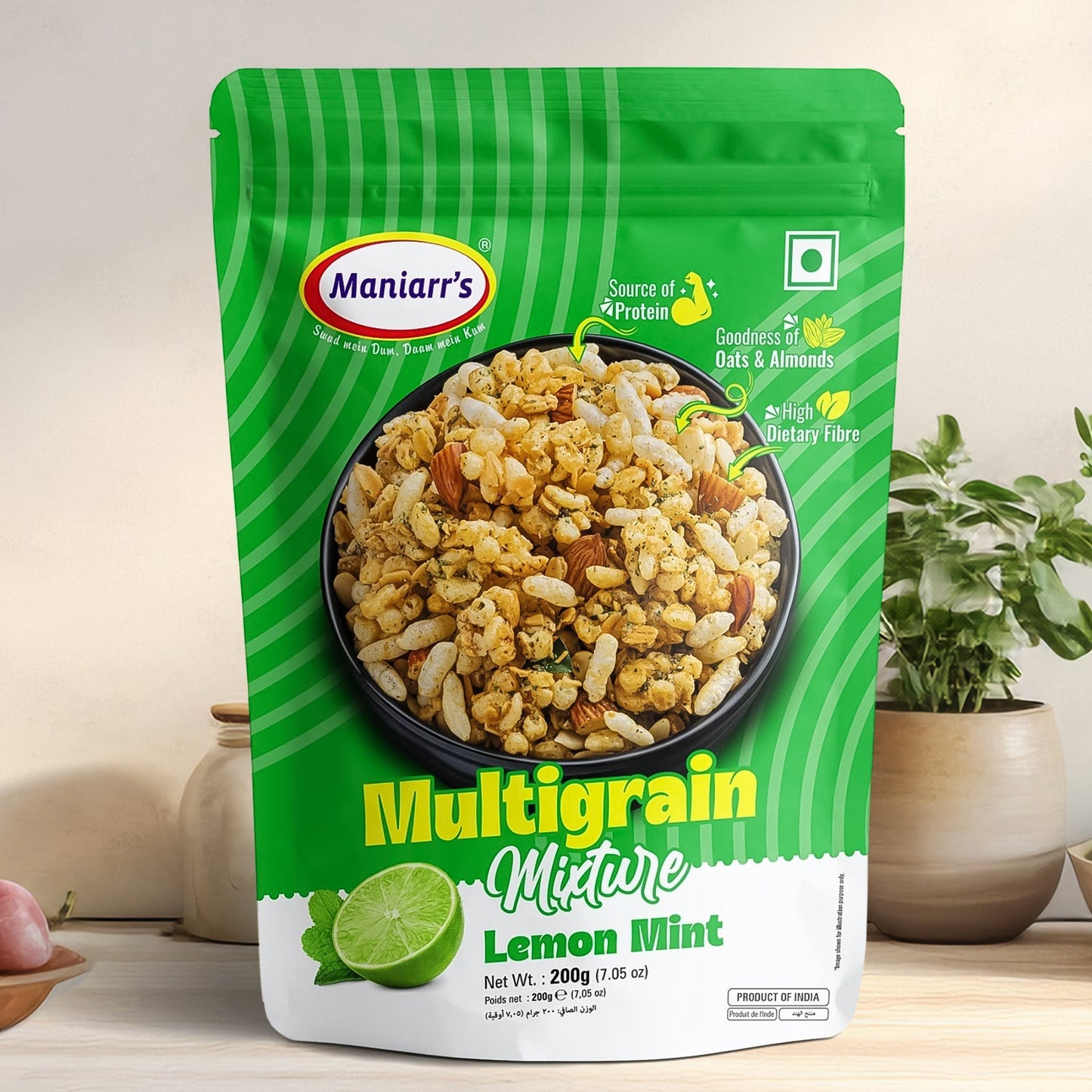 Maniarr's Lemon Mint ROASTED MULTIGRAIN MIXTURE (195 Gm)