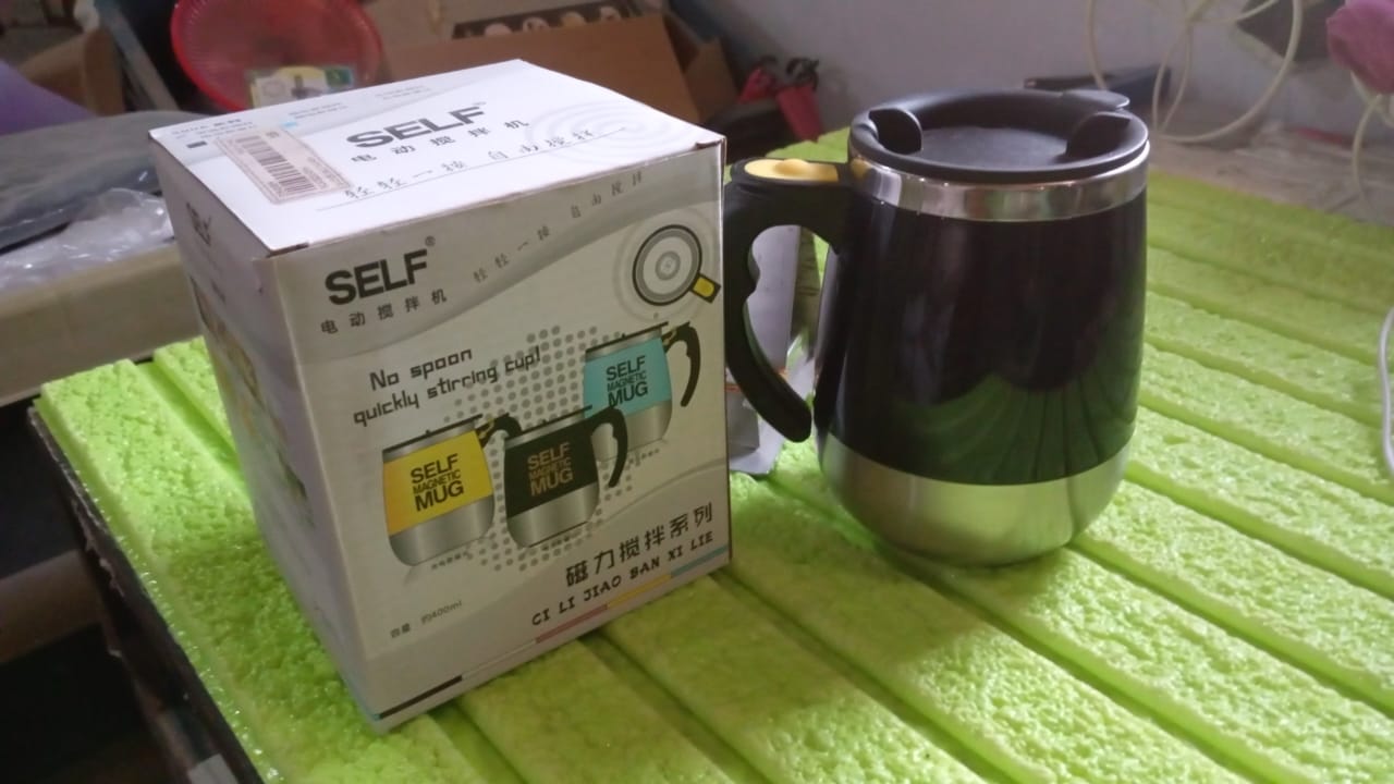 Self Stirring Mug With Lid used in official places for serving drinks (1 Pc / 400 ML)