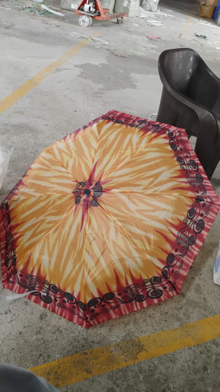 3-Fold Sun & Rain Protective Solid Foldable Umbrella, (1 Pc / Mix Design)