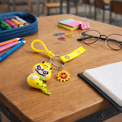 Cute Cartoon Dinosaur Style Keychain with Strap and Decorative Charm (1 Pc)