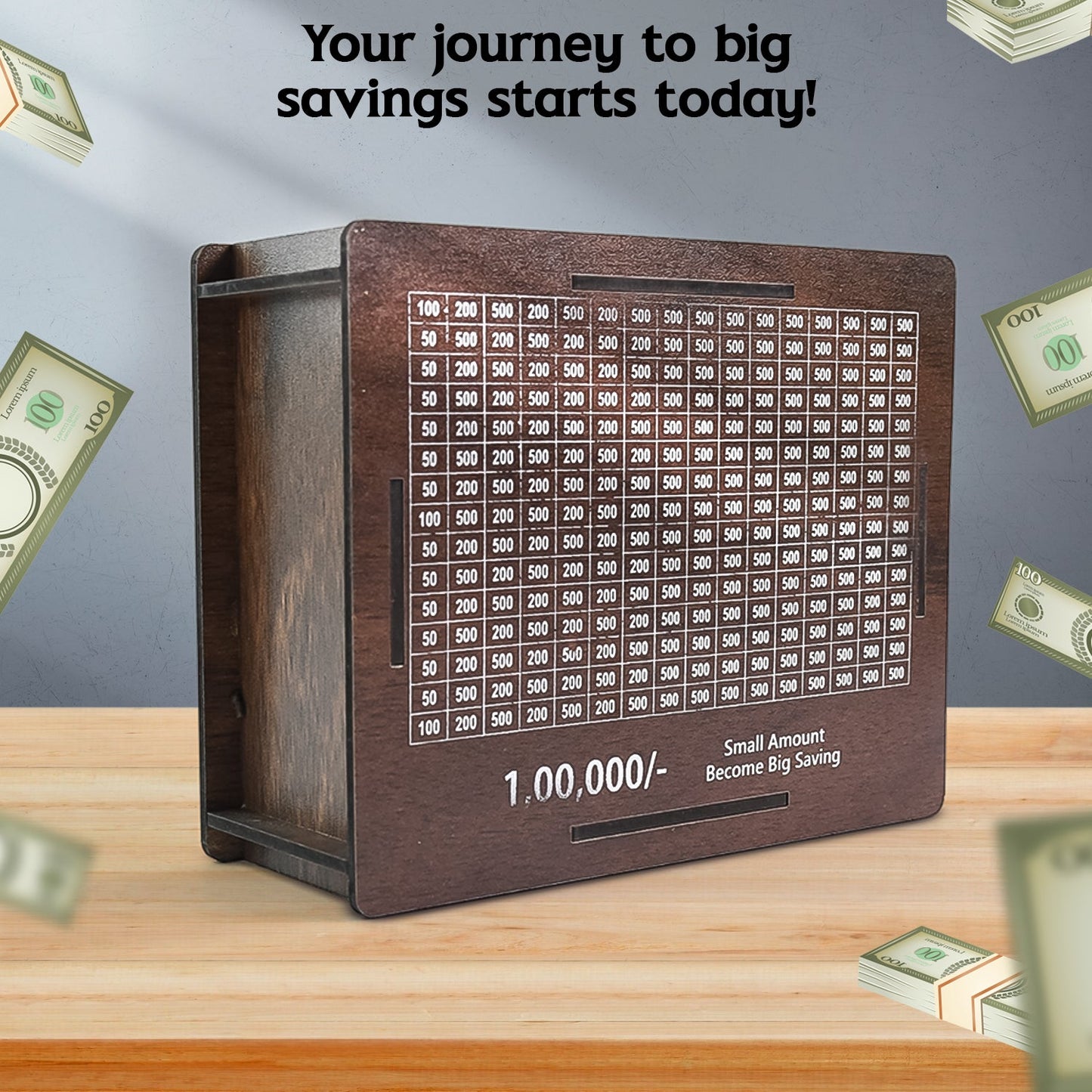 Wooden Money / Piggy Bank, Money Box (1 Pc / 1 Emoji Pan)
