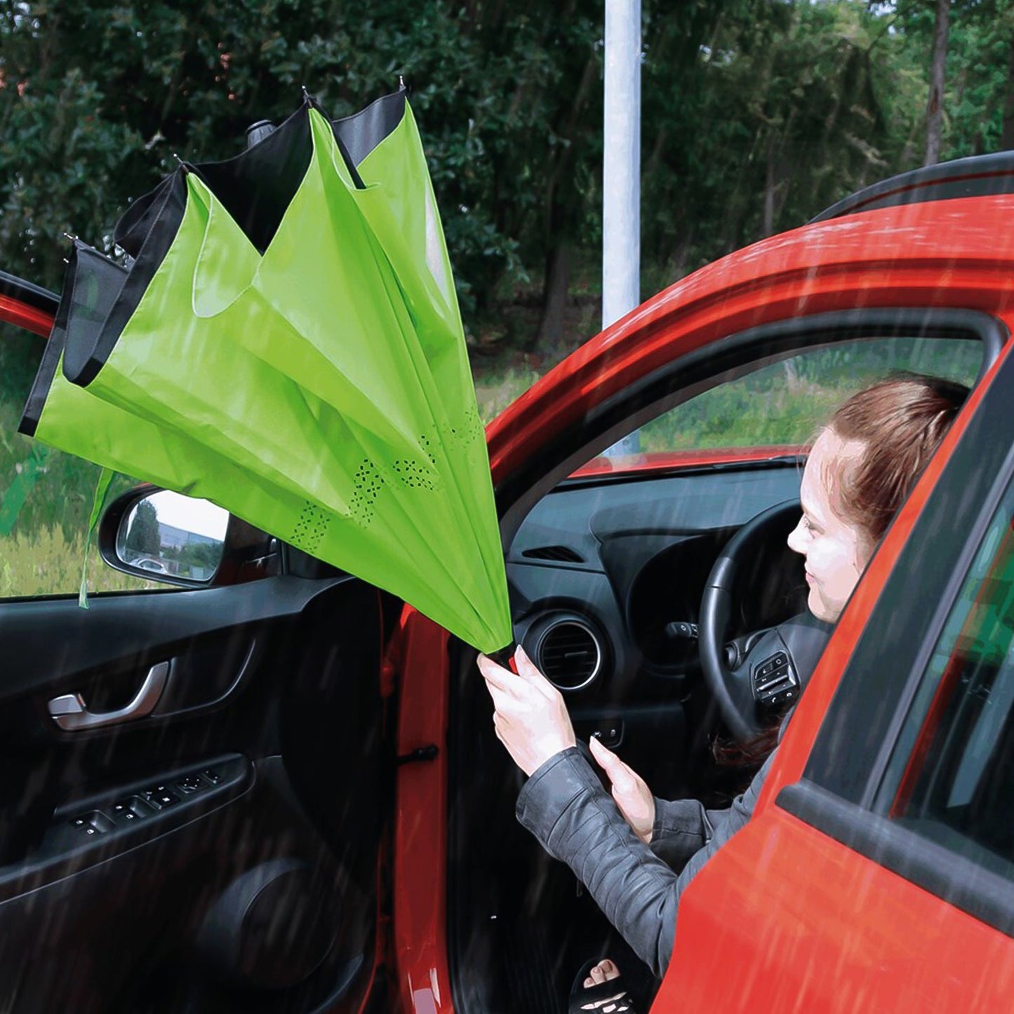 Foldable UV & Rain Umbrella with C-Shaped Handle – Kids (1 Pc / Mix Color)