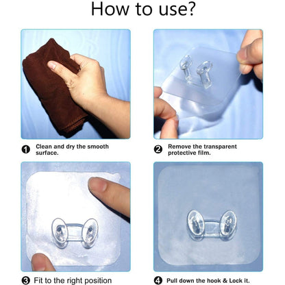 Transparent Self-Adhesive Wall Hook Waterproof & Oil-Proof Strong Holder (1 Pc)