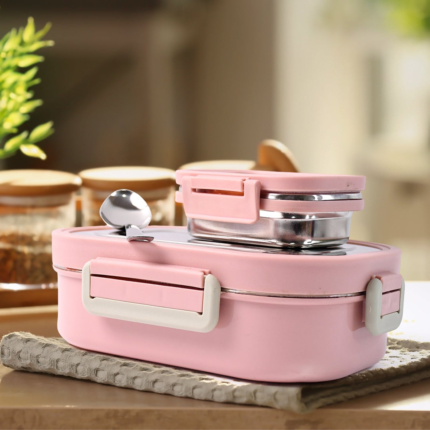 Qunic Stainless Steel Snack Lunch Box (With Small Box)
