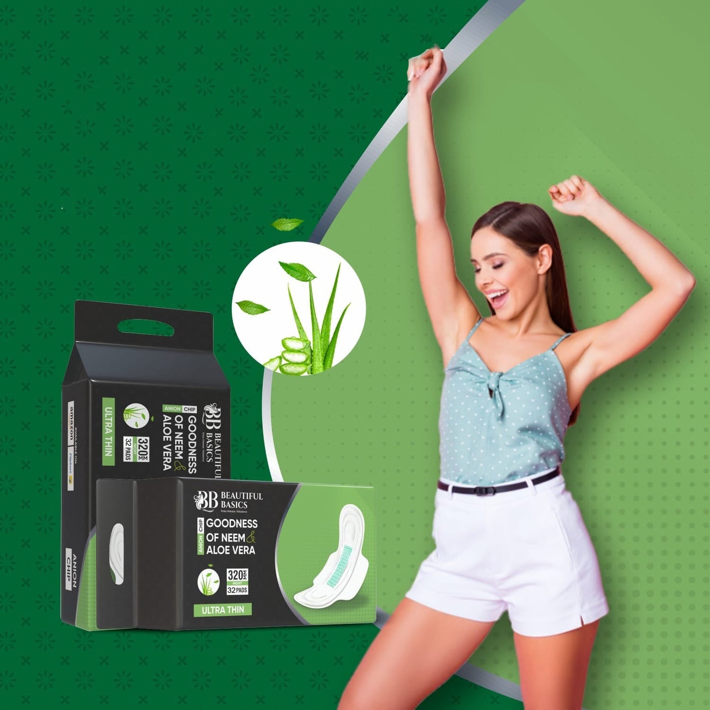 Ultra Thin Sanitary Pads with Neem & Aloe Vera (32 Pads)