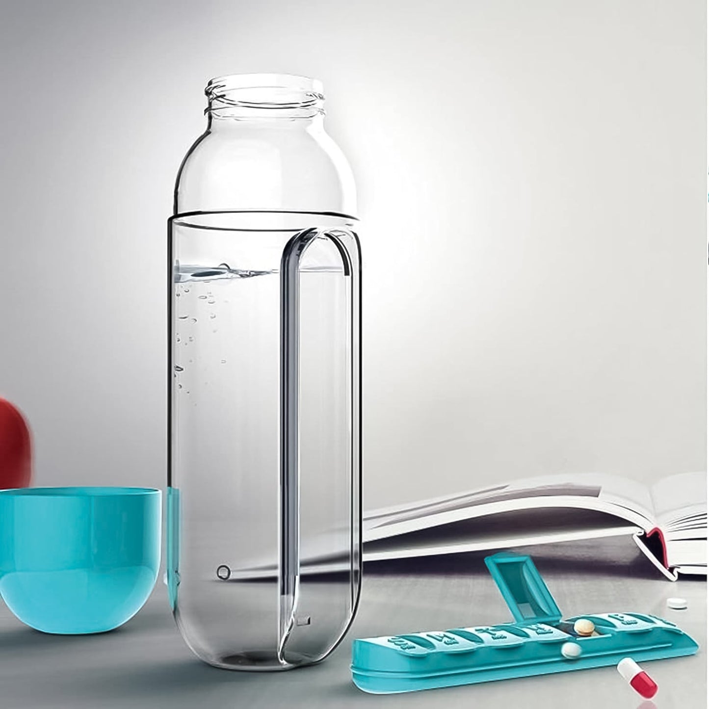 Multi-Use Pill & Water Bottle for Travel (600 Ml, Mix Color)
