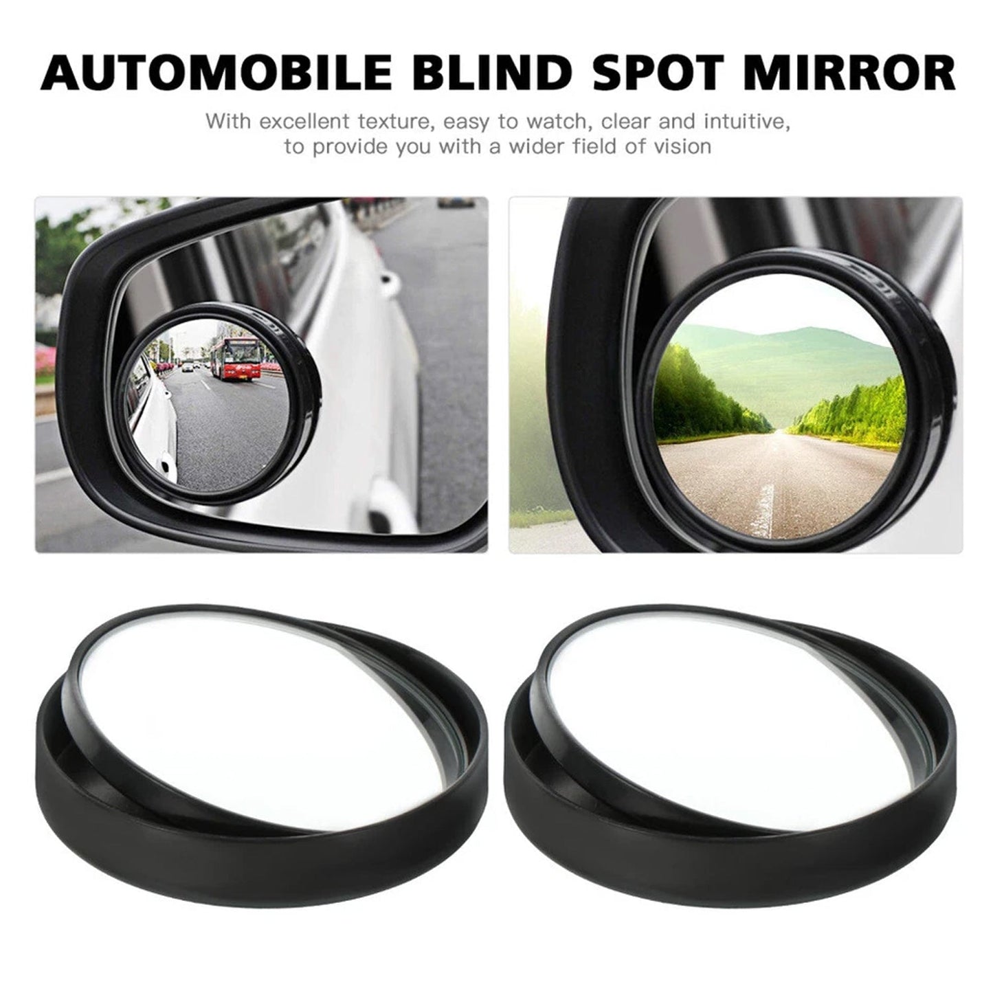 2 Pc Car Blind Spot Convex Side Mirror Set (1 Pc / Mix Color)