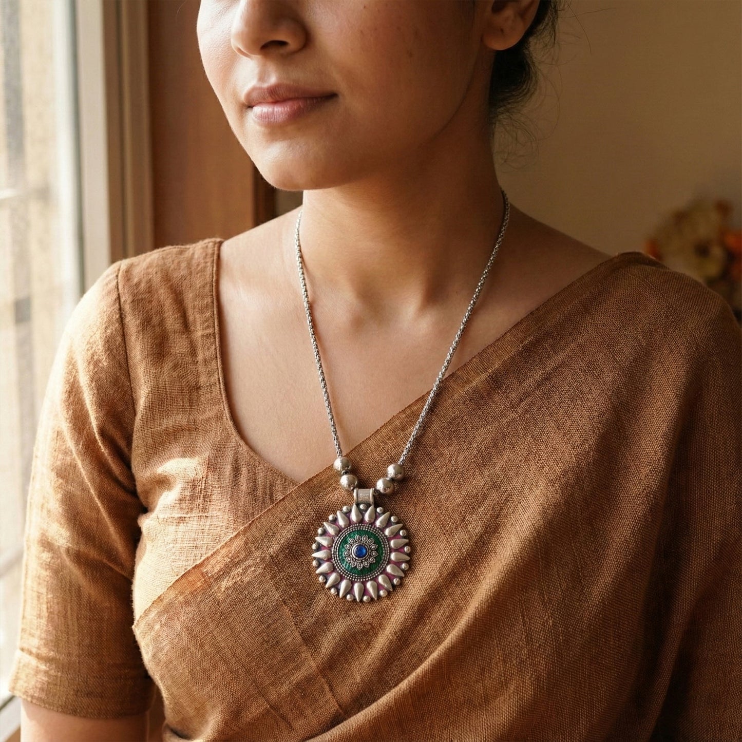 Oxidized mandala jewelry        

