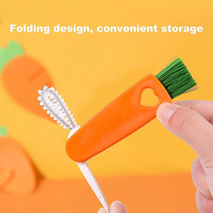 3-in-1 Multifunctional Cleaning Brush Set – Mini Bottle, Cup & Lid Cleaner (1 Pc)