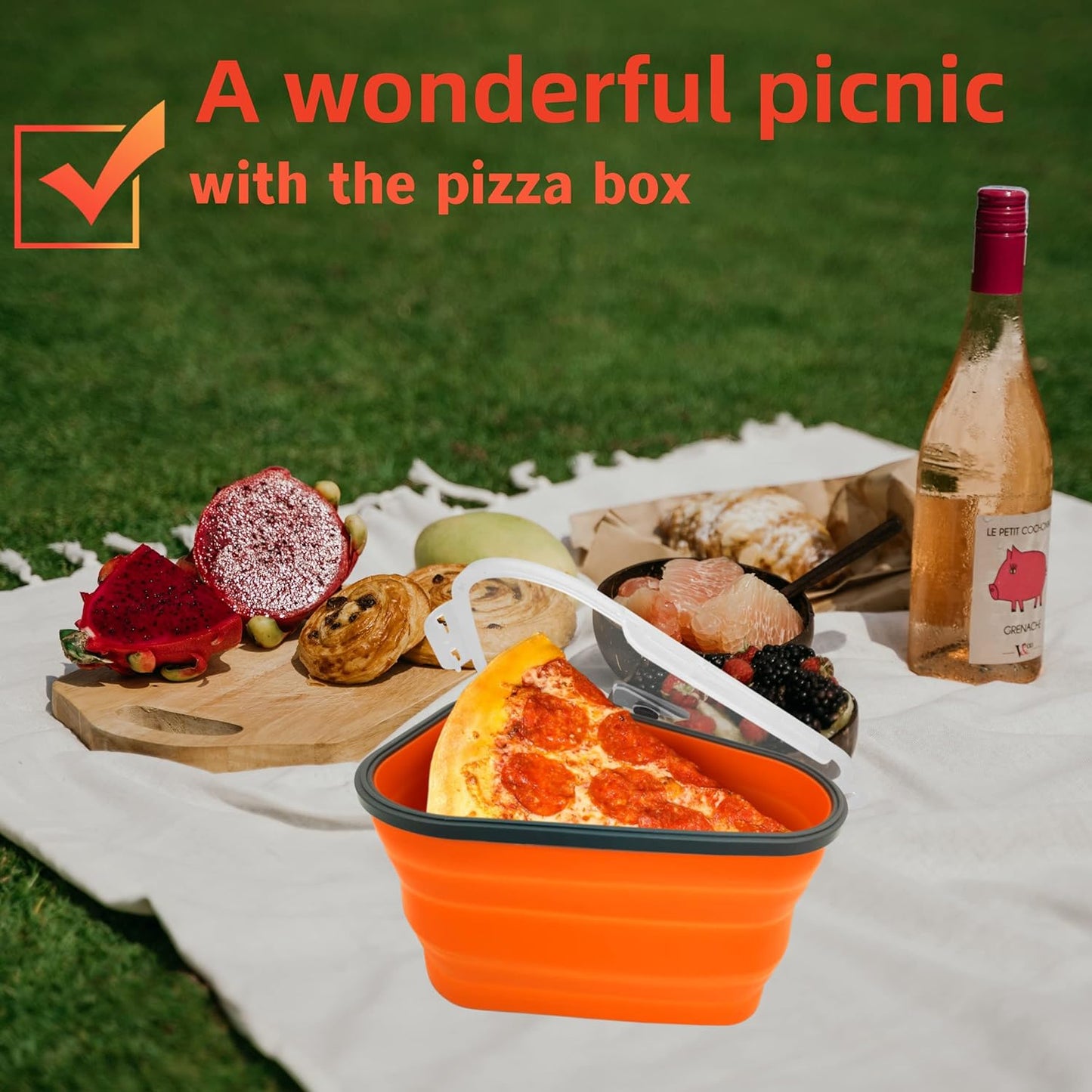 Reusable Expandable Pizza Storage Container with 5 Microwavable Trays