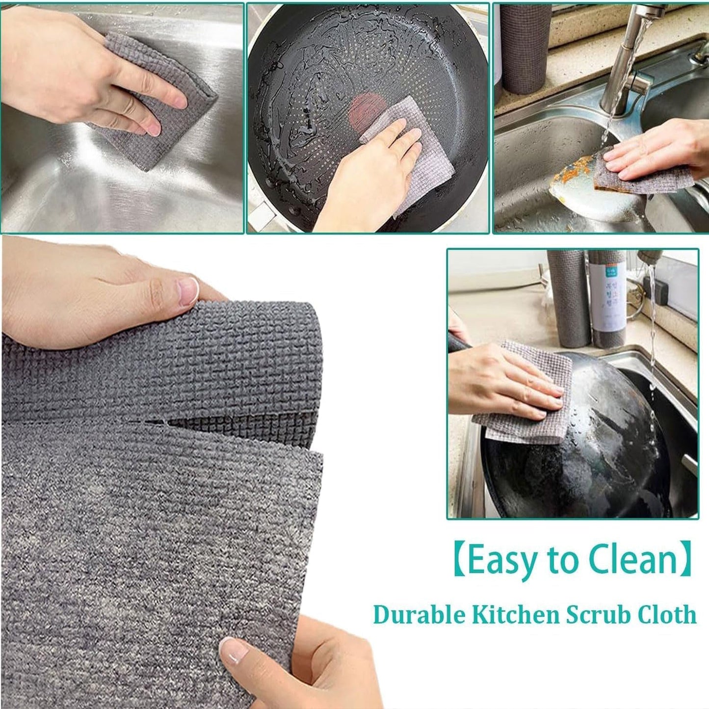 Durable Microfiber Kitchen Scrub Cloth (20×22cm, 1 Pc)