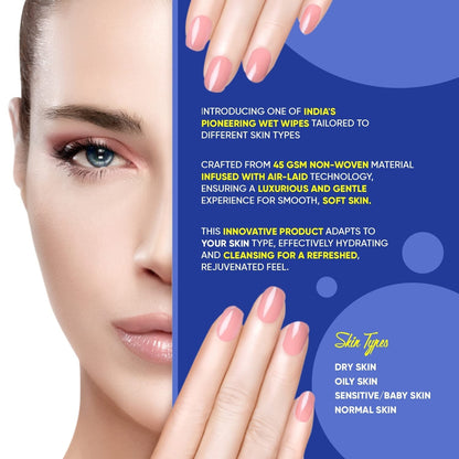 Refreshing Alcohol-Free Wet Wipes – Facial & Body Wipes (25 Pc)