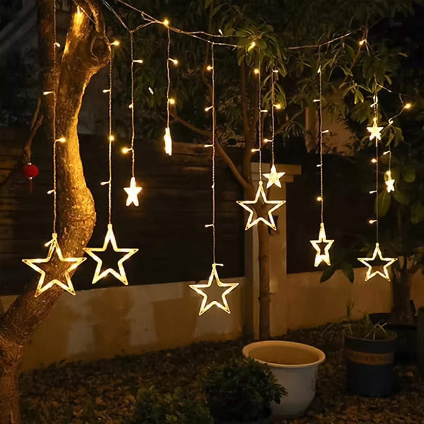 LED Curtain String Lights LED Christmas Light Indoor and Outdoor Light (Warm White / With Box)