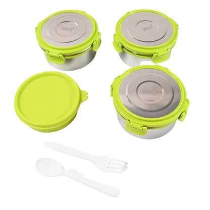Stainless Steel Tiffin Lunch Box Container / Dabba with 4 Side Clip Lock Lid