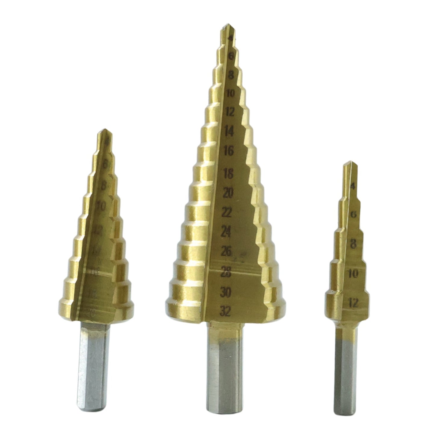 3X Large HSS Steel Step Cone Drill Titanium Bit Set Hole Cutter (4-32, 4-20, 4-12mm)