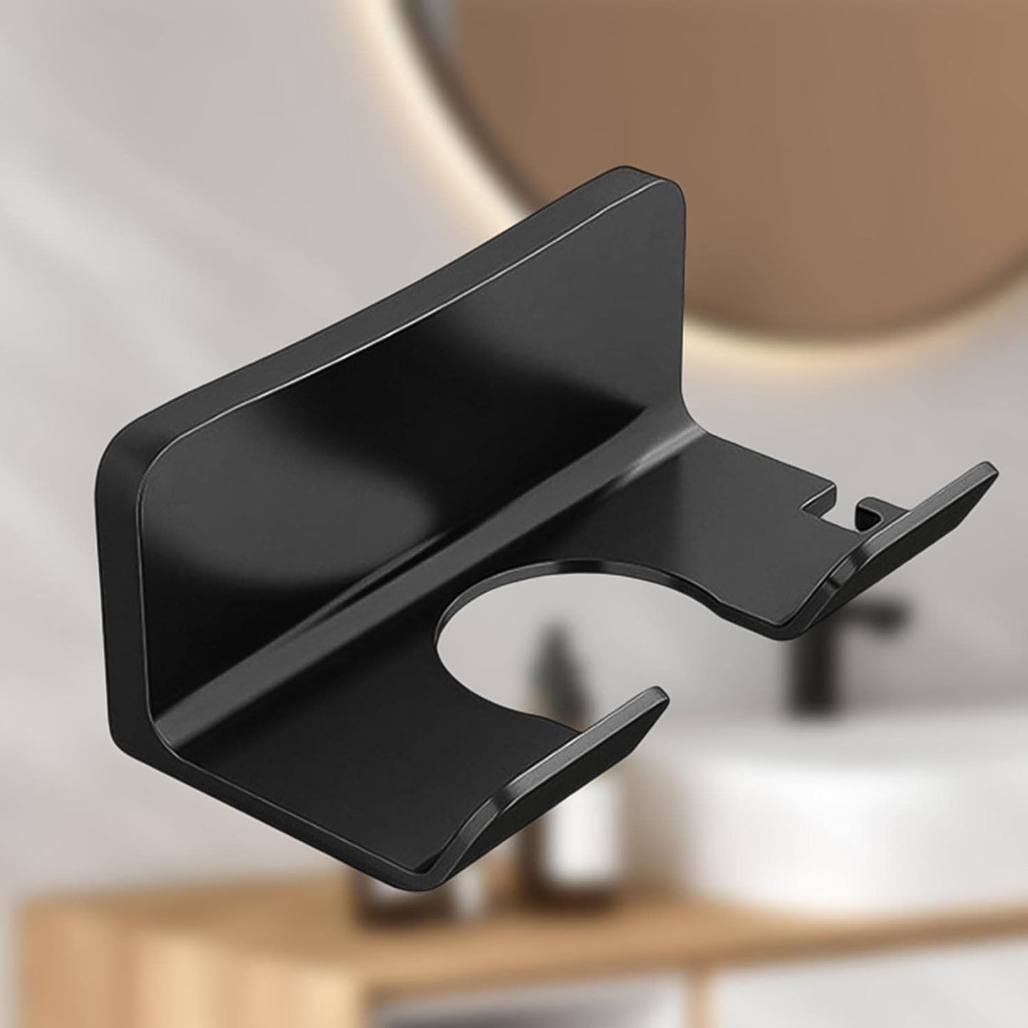 Hair Dryer Holder Wall Mounted Space Plastic Drill Blow Dryer Organizer Rack