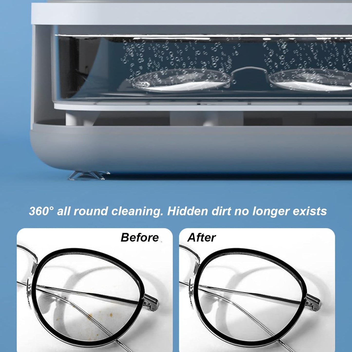 Ultrasonic Jewellery Cleaner Portable High-Frequency Cleaning Machine (Battery Not Included)