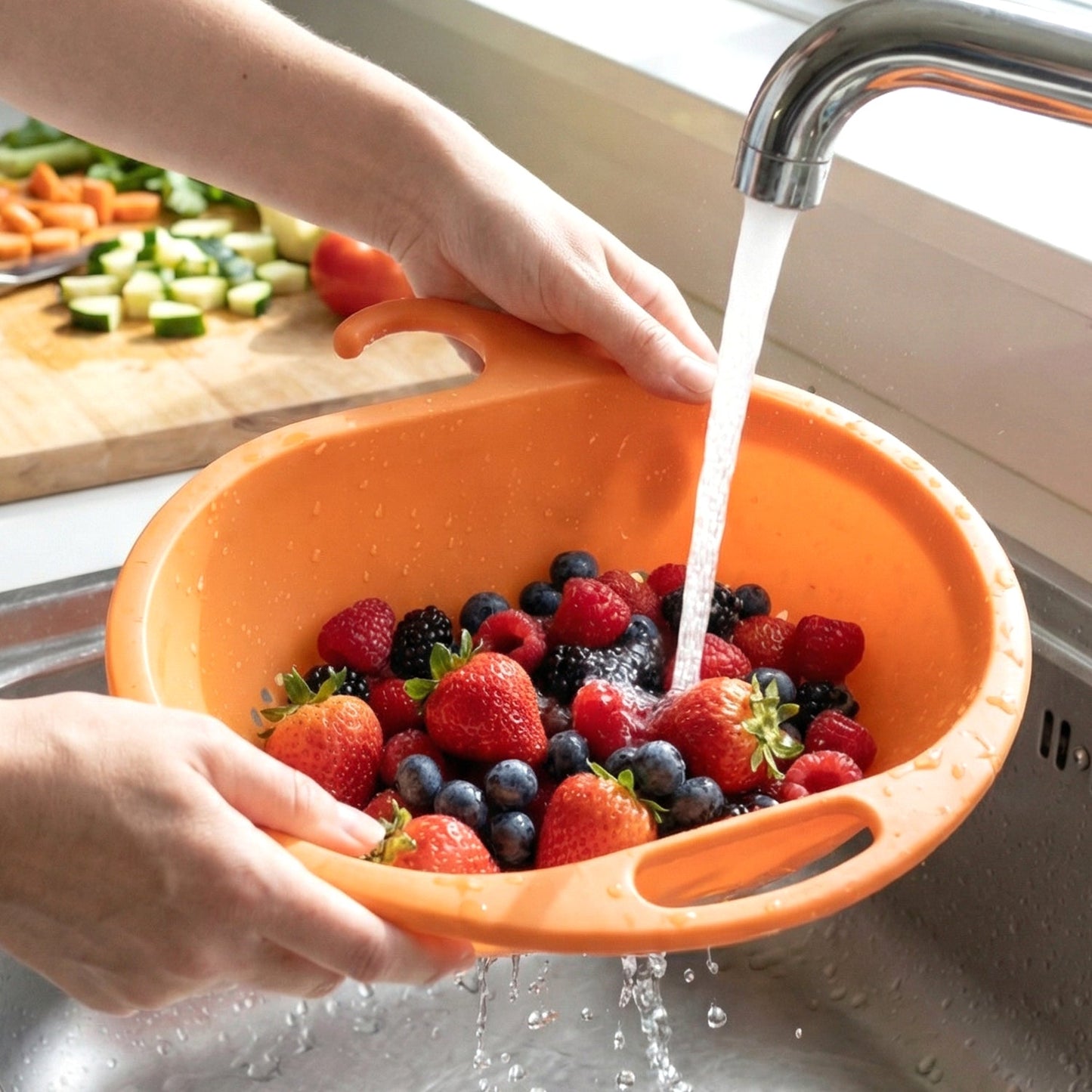 Rice washing plastic colander bowl