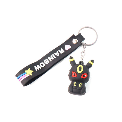 Cute Cartoon Silicone 3D Key Chain with Metal Hook & Strap (Pack of 1 / Mix Design)