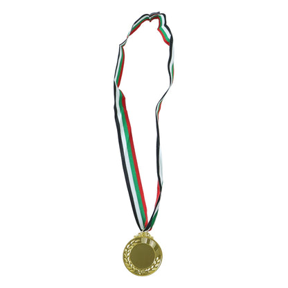 Gold Finish Winner Medal with Tricolor Ribbon for Sports (1 Pc)