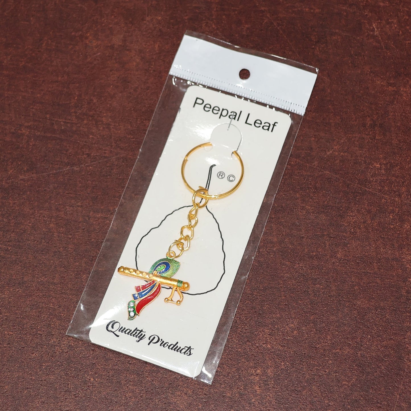 Krishna Flute with Peacock Feather Design Keychain (1 Pc)