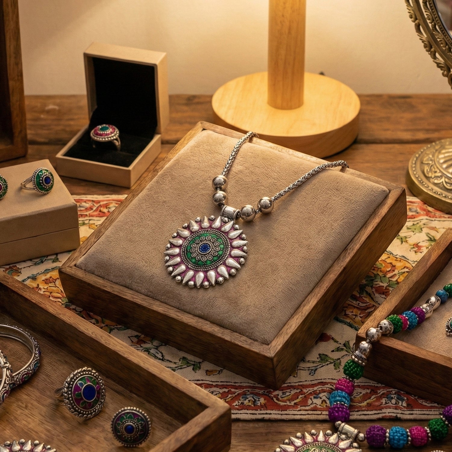 Round silver pendant        
