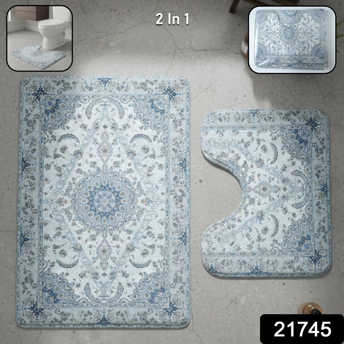 Soft absorbent bath mat combo