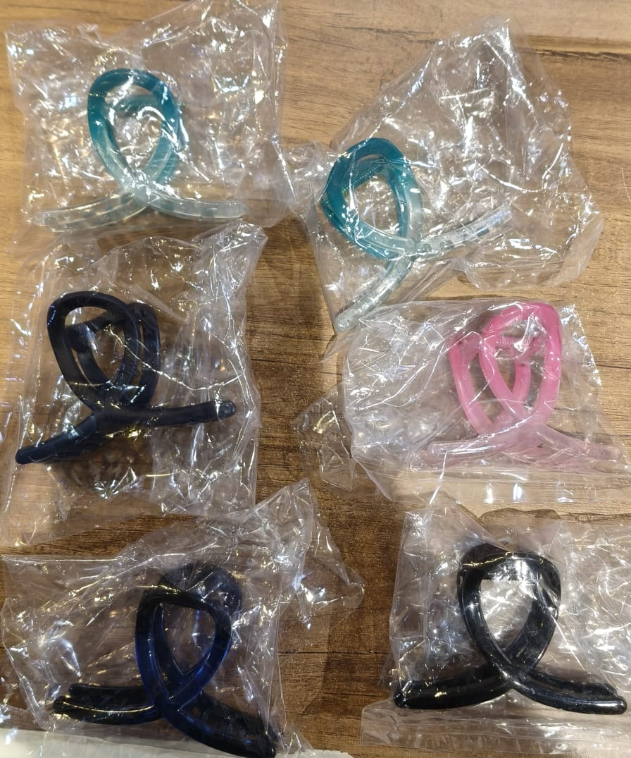 Plastic Hair Clamp Grip, Simple Matte Hair Barrette Clamp (12 Pc /  Mix Design)