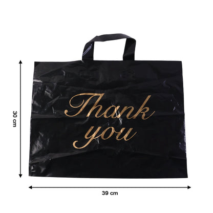 Premium Black Thank You Printed Plastic Carry Bag 30 × 39 Cm (1 Pc)