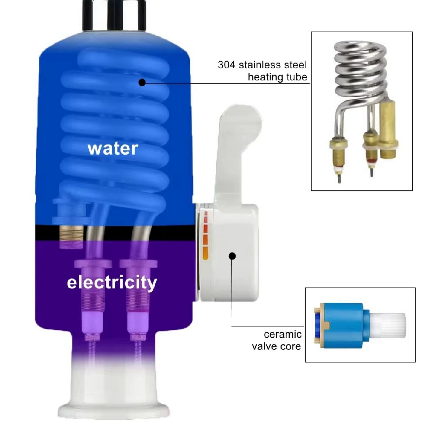 Instant Heating Electric Water Heater Faucet Tap (1 Pc / Mix Design)
