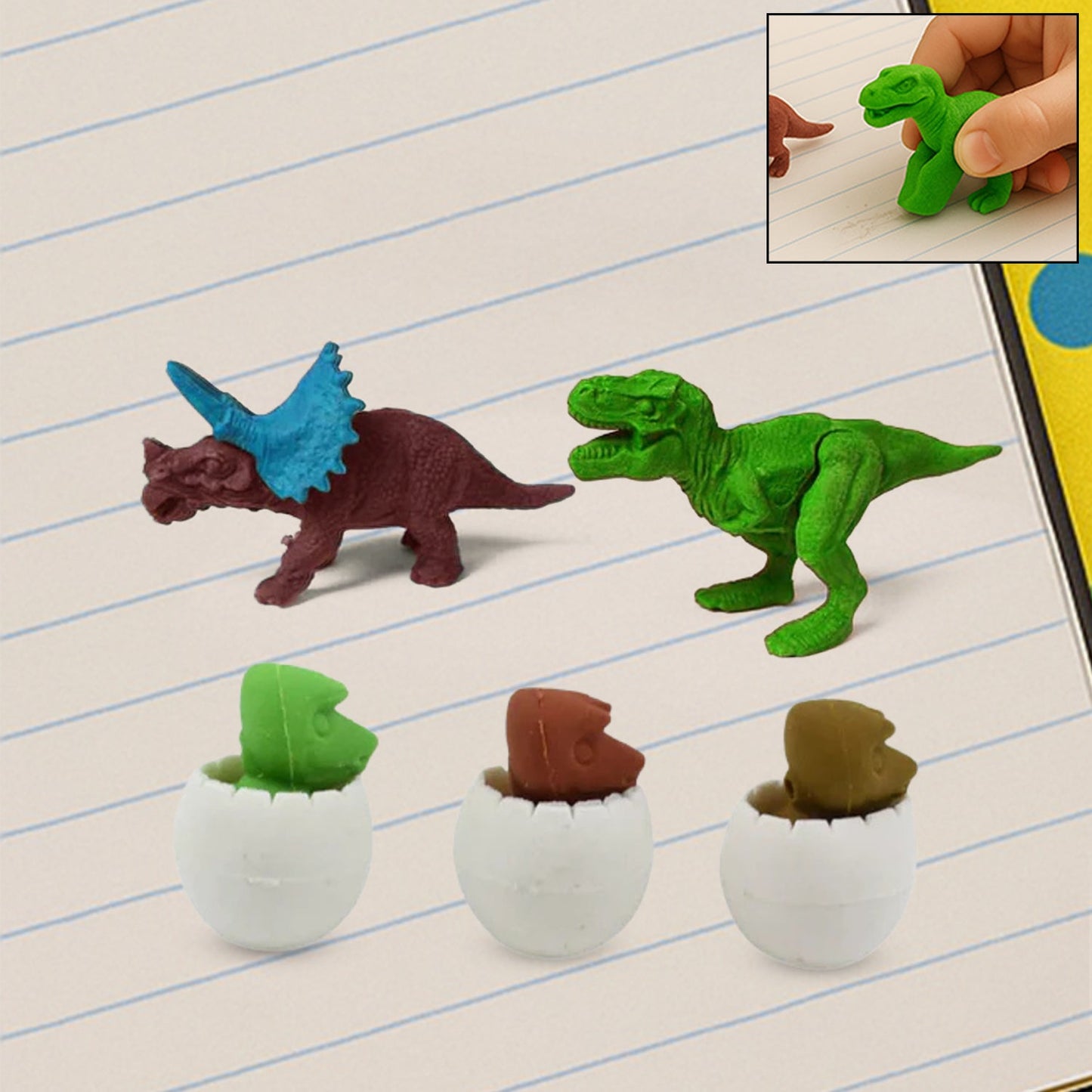 Dinosaur & Egg Shaped 3D Puzzle Erasers – Fun Mini Erasers for Kids (5 Pcs Set)
