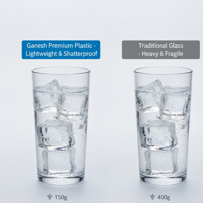 Ganesh Classic Plastic Glass Set of-6 (Each Glass 350ml)