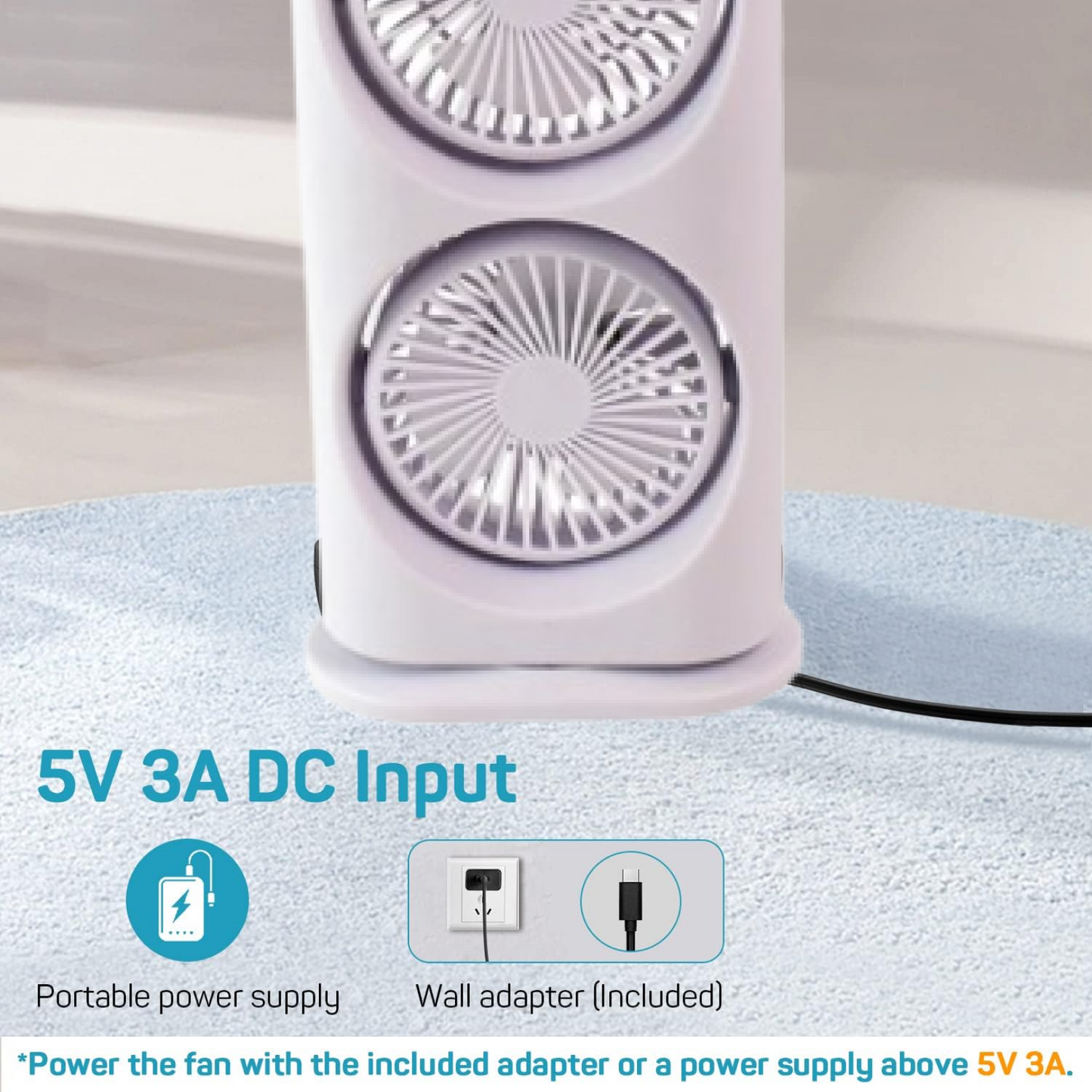 Electric Fan Desktop Double-Head Powerful Air (1 Pc / With Remote / Plug and Play)