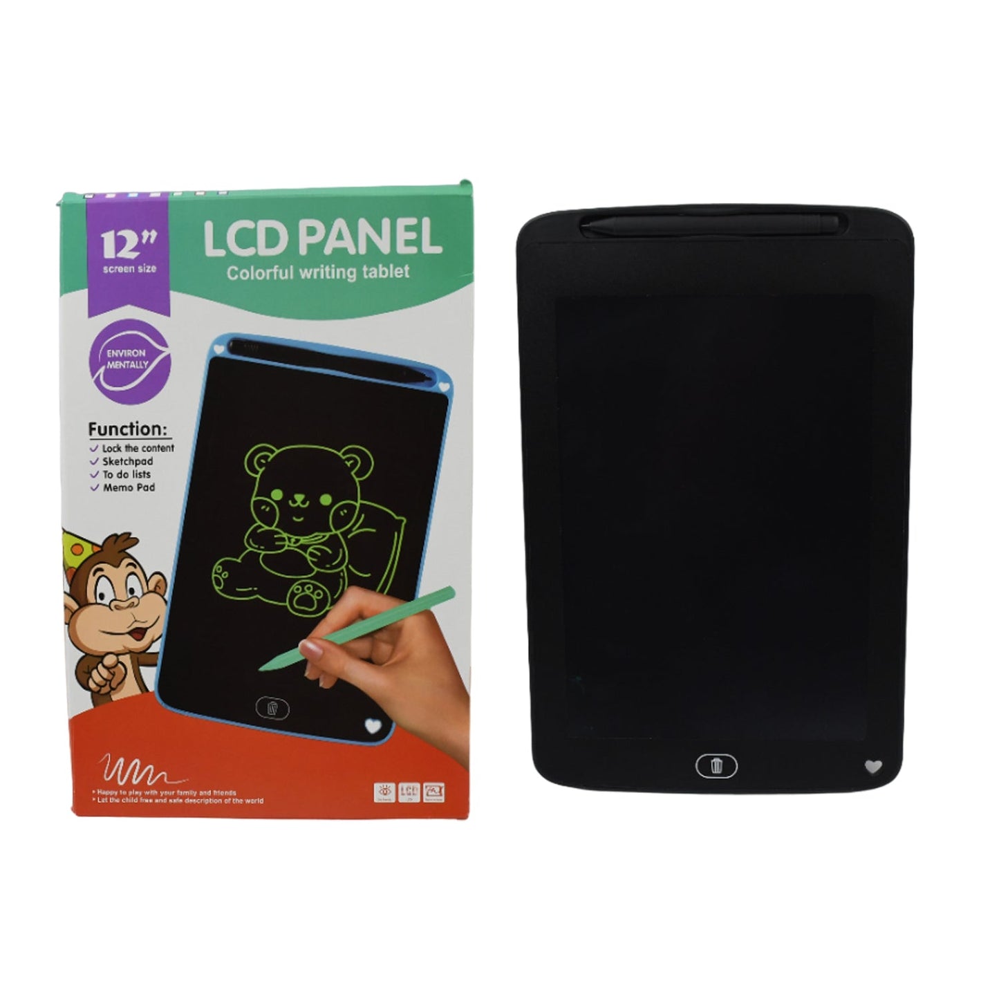 Portable LCD Writing Board Slate  Digital Notepad with Pen  for Kids 12 inch