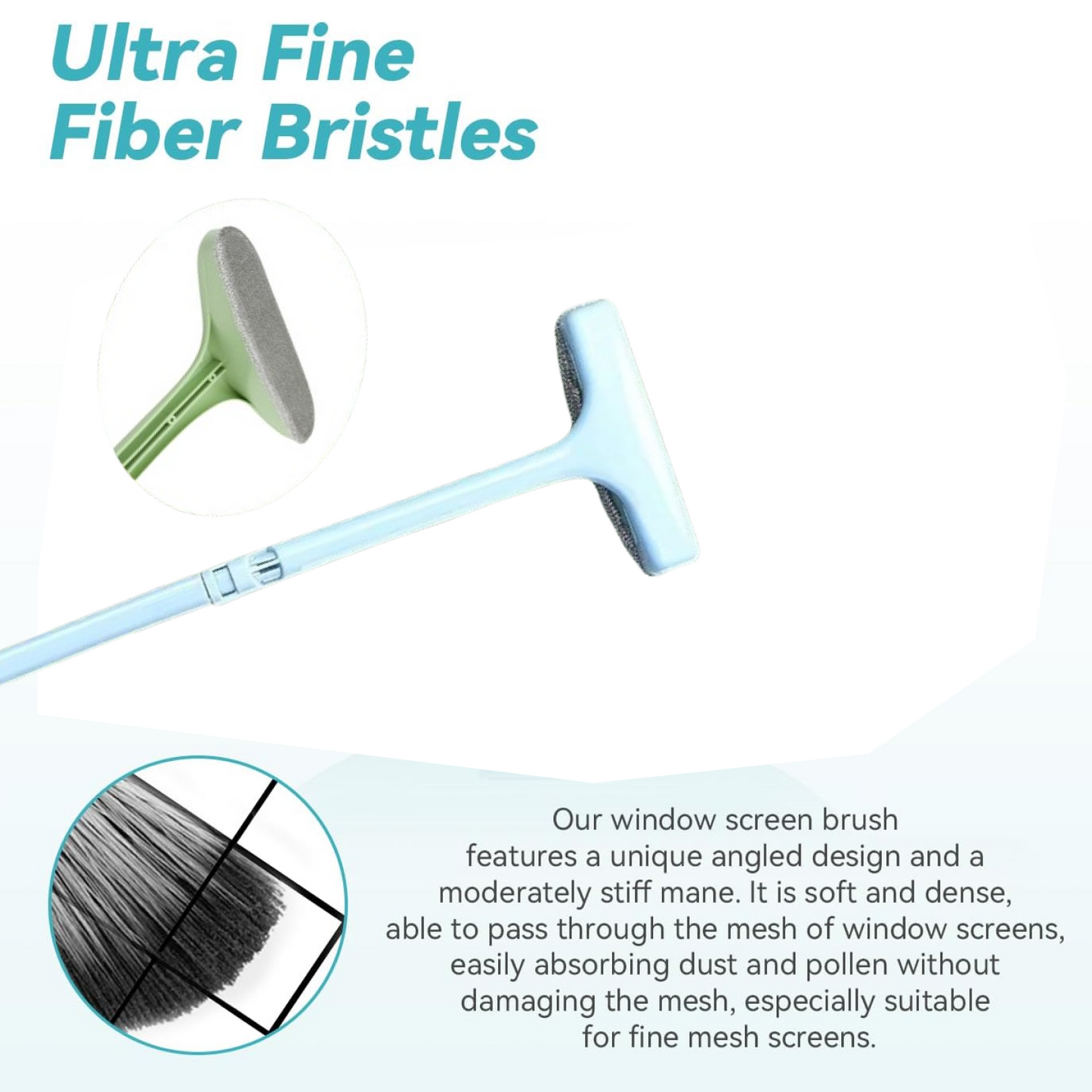 Window Screen Cleaning Brush With Extendable Handle (1 Pc)