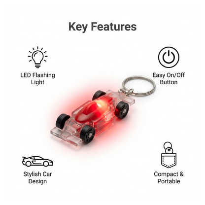 Cars Shape Keychain with On / Off Button LED Flashing Light (1 Pc)