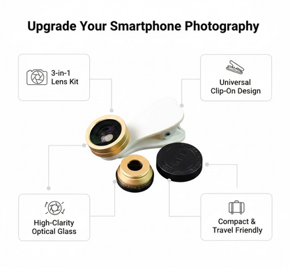 Universal Clip-On Mobile Camera Lens Kit (1 Set)