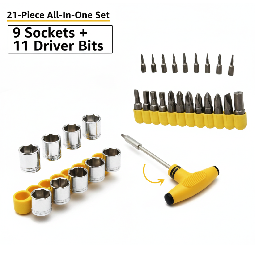 24pcs T shape screwdriver set Batch Head Ratchet Pawl Socket Spanner hand tools