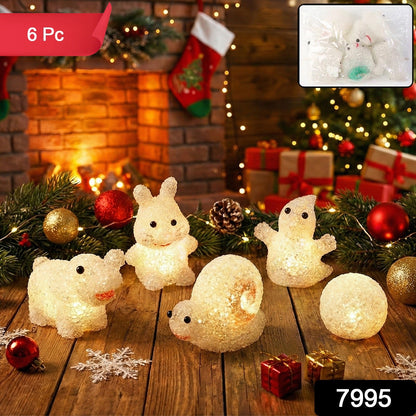 Christmas MULTI SHAPE SMALL LIGHT LAMPS LED SHAPE CRYSTAL  CHRISTMAS NIGHT LIGHT LAMP (6 PC SET)