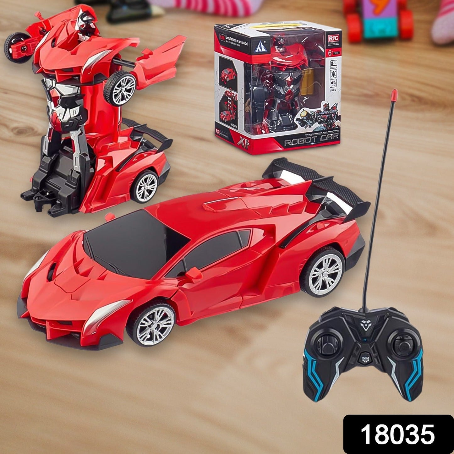 2 In 1 Automatic Robot Converted Remote Control Car With Light (1 Pc)