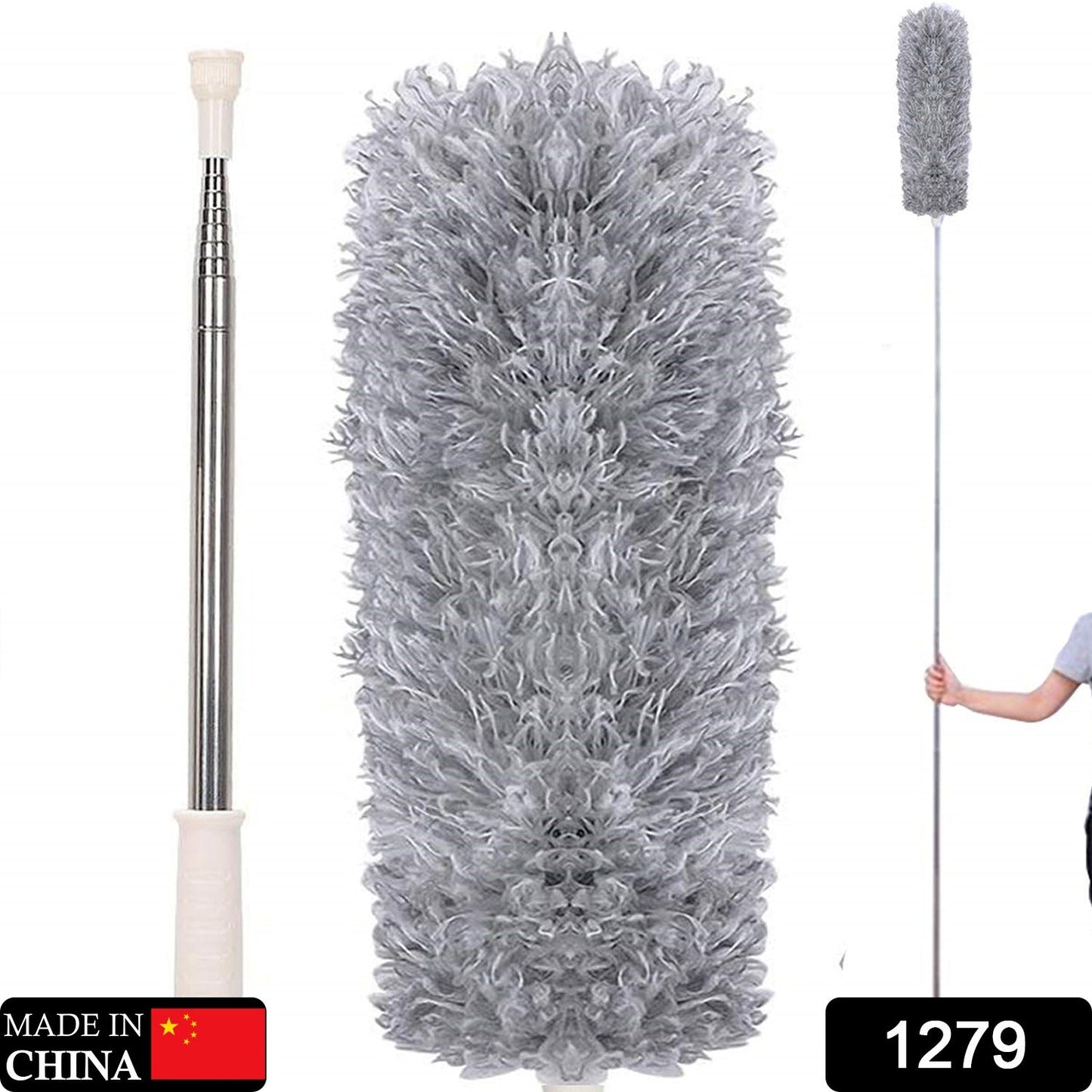 Microfiber Dusters for Cleaning 100 inches Extendable Handle Pole