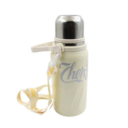Stainless Steel Vacuum Insulated Water Bottle – Leak Proof Flask with Steel Cup