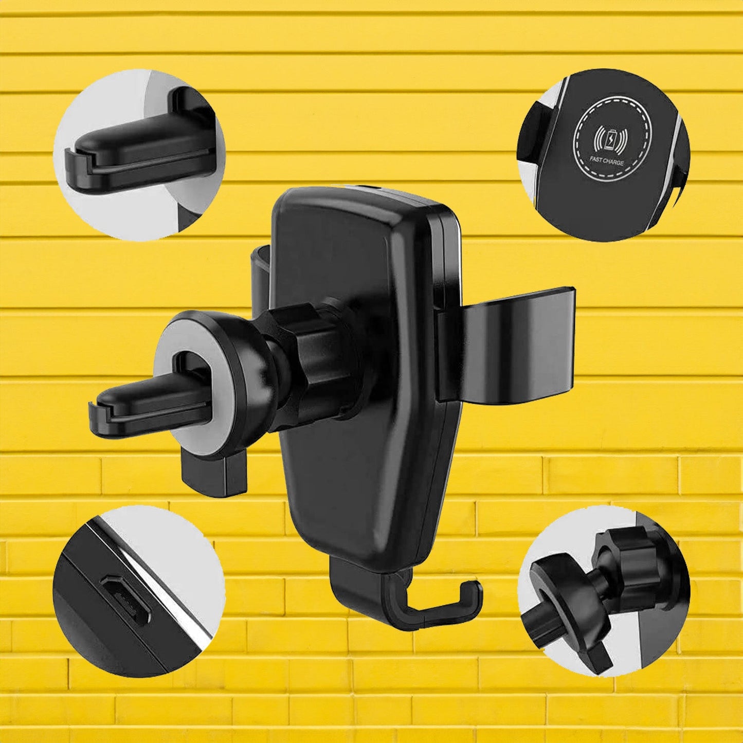 Car Phone Holder Wireless Car Charger 10W Qi Fast Charging Car Charger