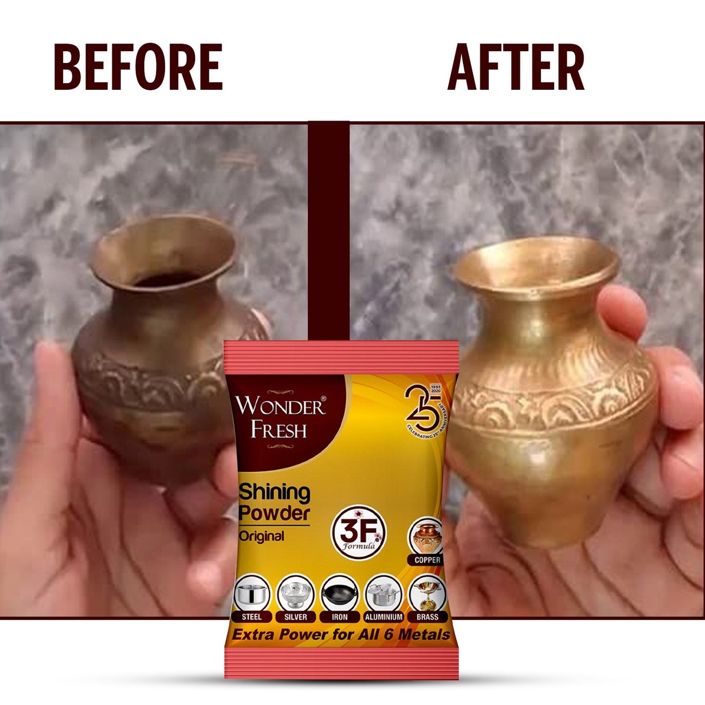 Shining Powder Cleans Polishes Copper Brass Silver Aluminum Iron Steel Removes 200 GM