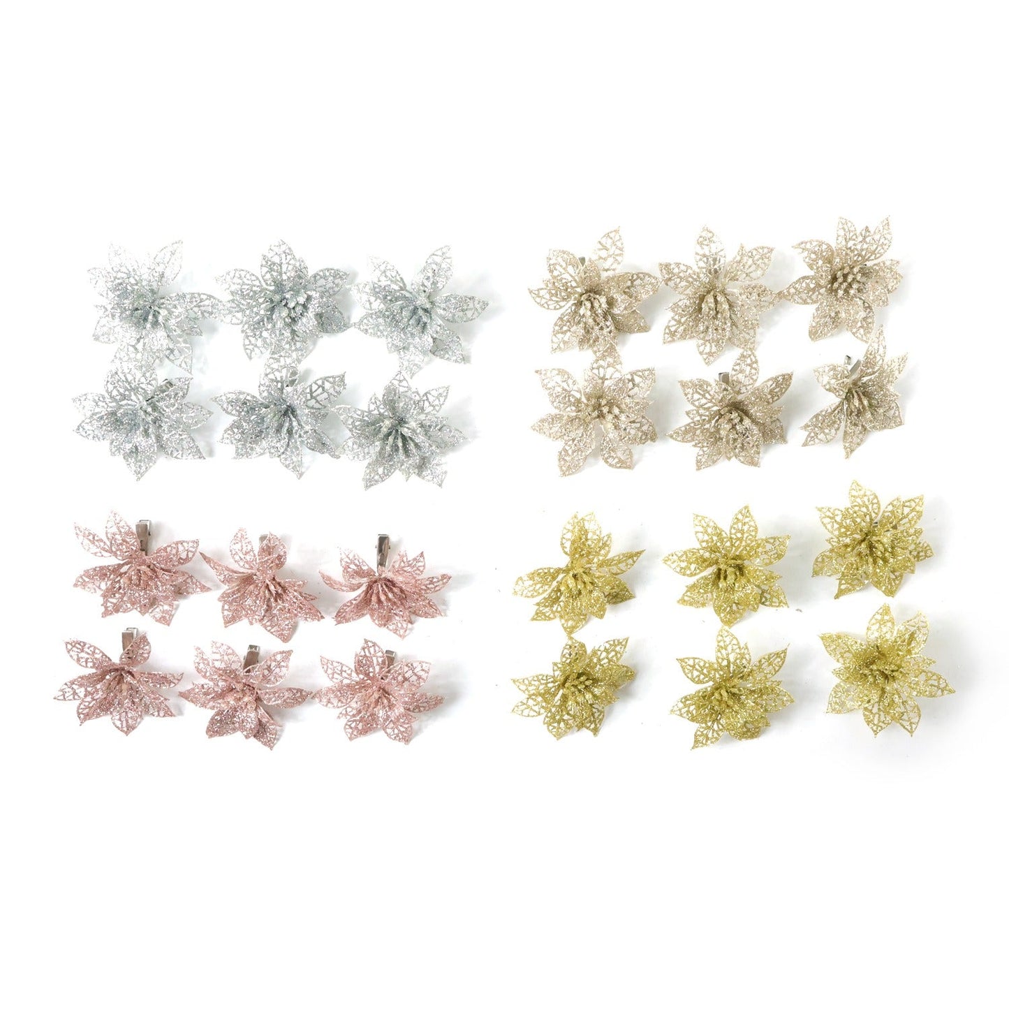 Sparkle floral hair clips