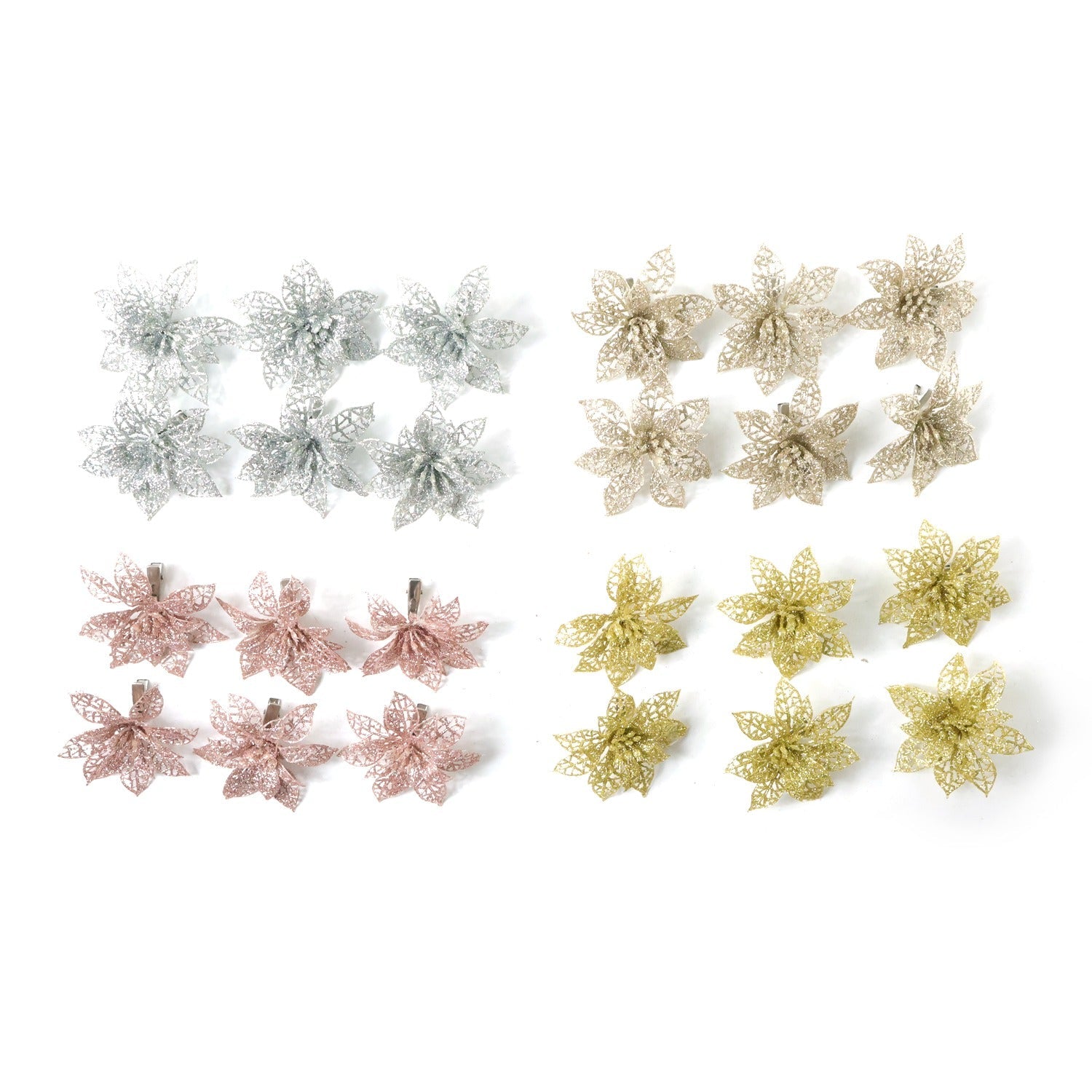 Sparkle floral hair clips