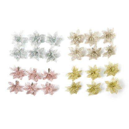 Sparkle floral hair clips