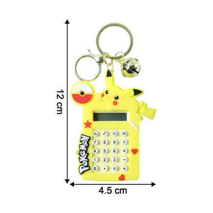 Cute Yellow Cartoon Character Calculator Keychain with Mini Digital Display (1 Pc)