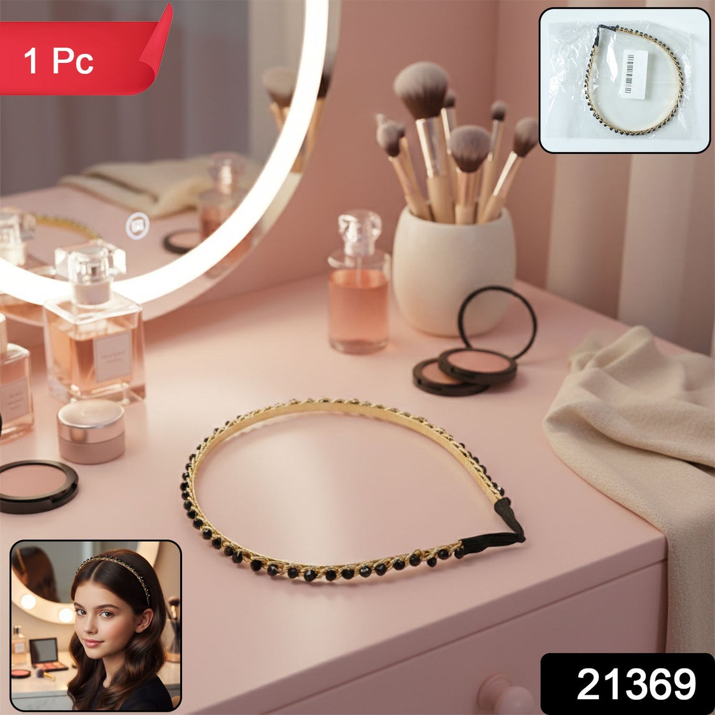 Stylish golden metal headband for women