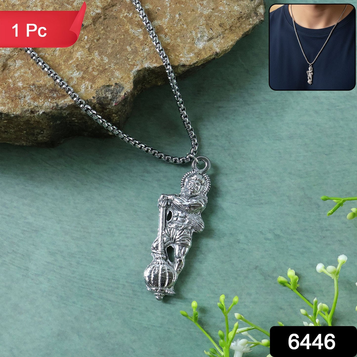 Hanuman Ji Pendant with Gada Religious Jewellery for Men and Women (1 Pc)